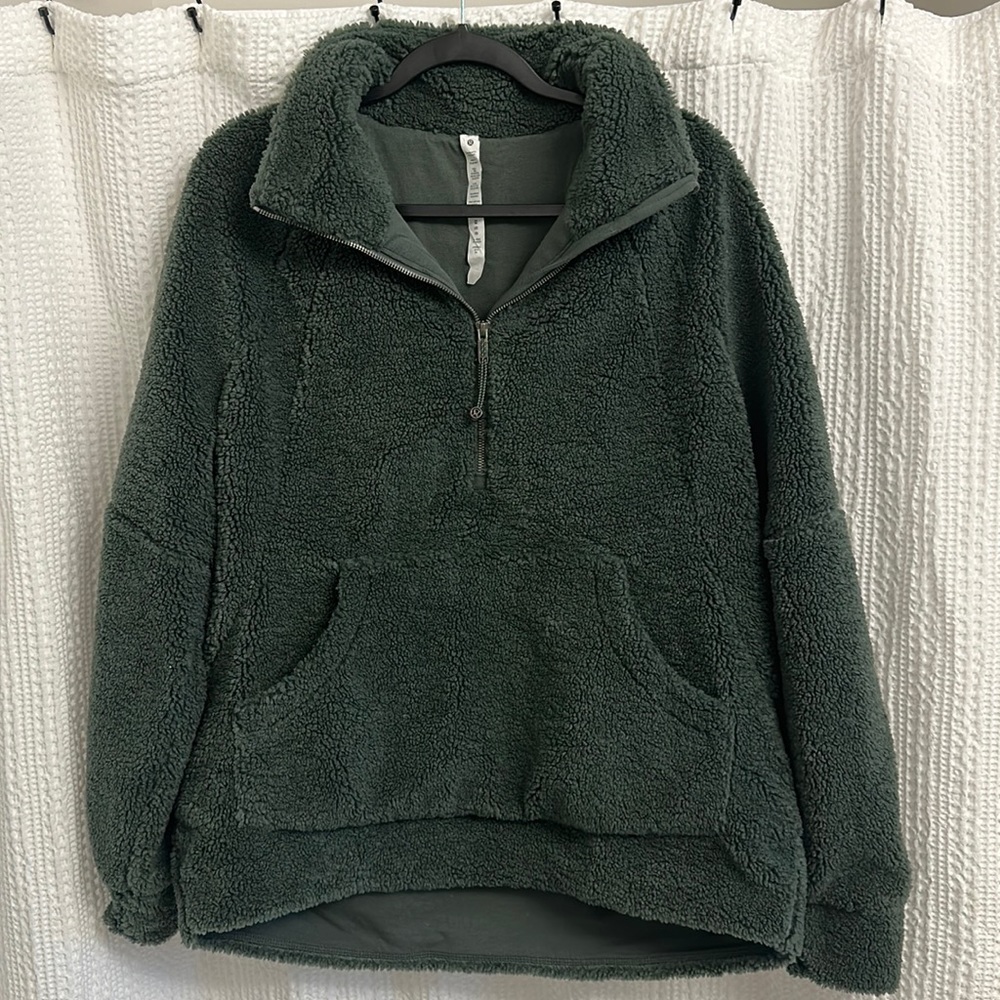 Lululemon scuba oversized fleece funnel neck half zip -*long smoked spruce